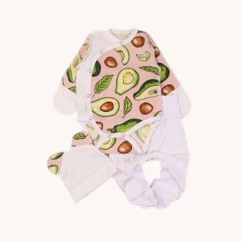 Комплект із мусліну та куліру 3в1 з боді Авокадо (56–62)