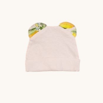 Шапочка із куліру та мусліну  Біла з вушками Великі лимони