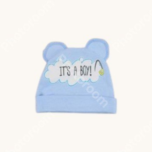 Шапочка із інтерлоку Блакитна It's a boy