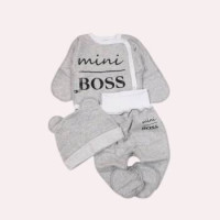 Комплект із байки (футера) 3в1 з розпашонкою Меланж "Mini Boss" (56–62)