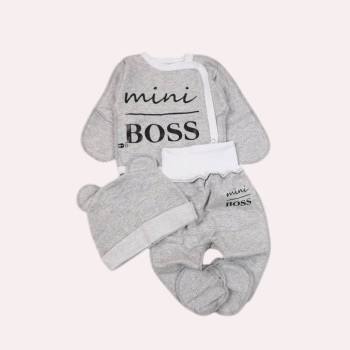 Комплект із байки (футера) 3в1 з розпашонкою Меланж "Mini Boss" (56–62)