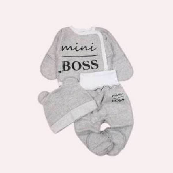 Комплект із байки (футера) 3в1 з розпашонкою Меланж "Mini Boss" (56–62)