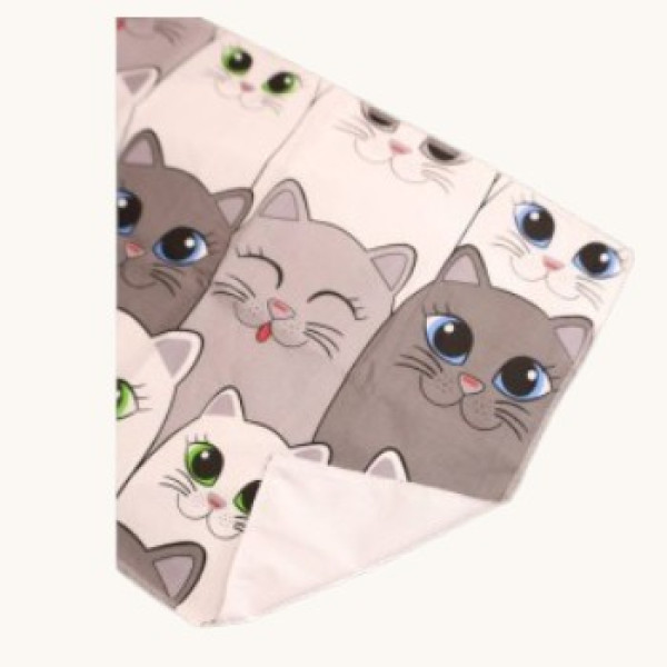 Непромокаюча пелюшка · 60×45 см · Сірі білі котики — Babywear