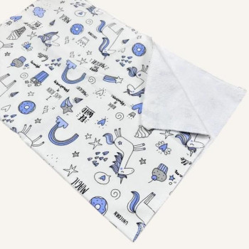 Непромокаюча пелюшка · 60×45 см · Блакитні єдиноріжки — Babywear