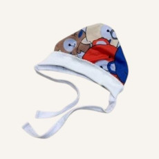 Шапочка із бавовни із зав'язками Різнокольорові ведмедики