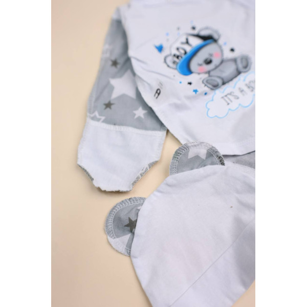 Комплект із бавовни 3в1 з боді "IT'S A BOY!" (56–62)