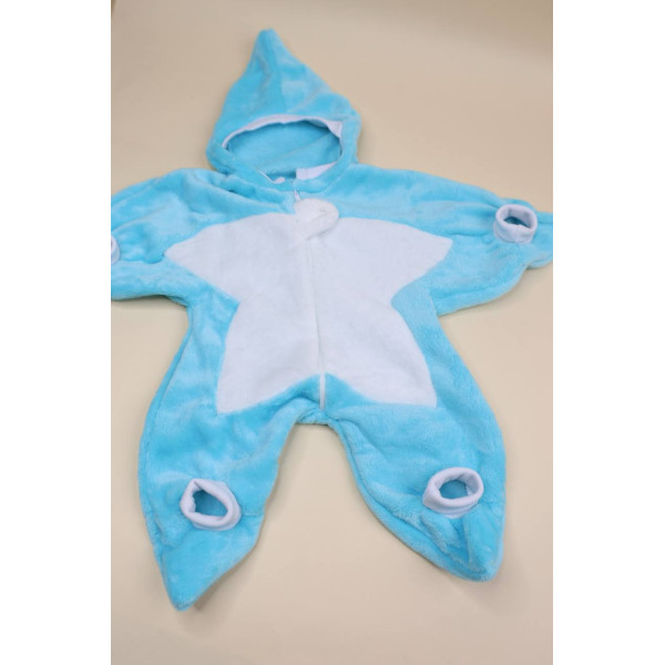 Махровий комбінезон-ромпер Блакитний  «Зірка» з капюшоном (56–86)
