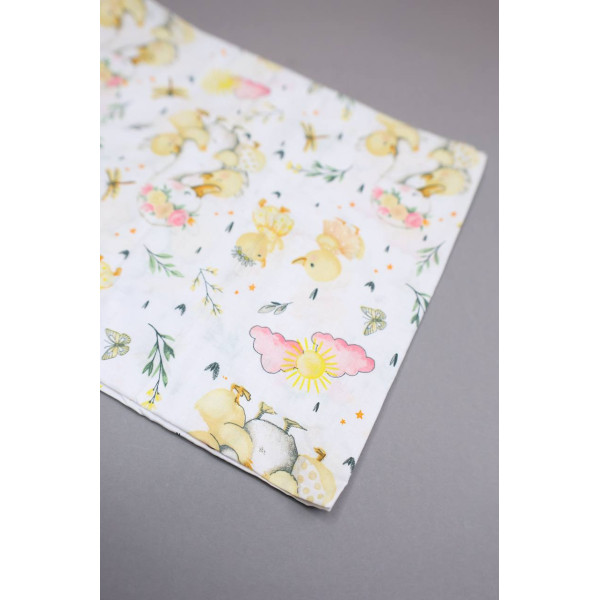 Бавовняна пелюшка · 90×70 см · Біла з каченятами — Babywear