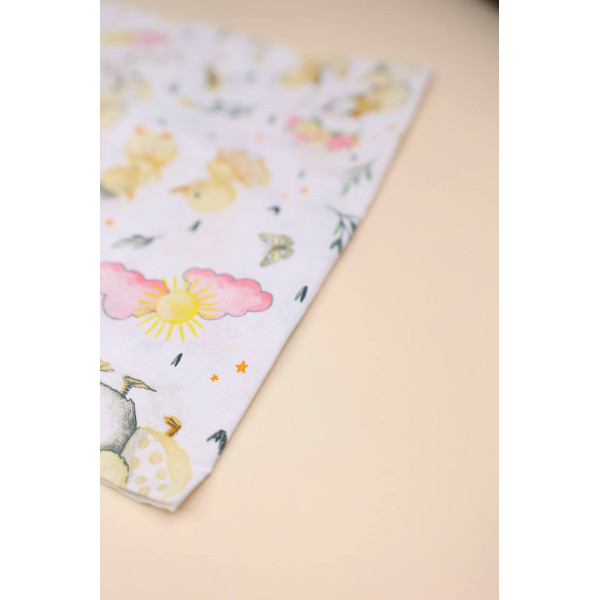 Бавовняна пелюшка · 90×70 см · Біла з каченятами — Babywear