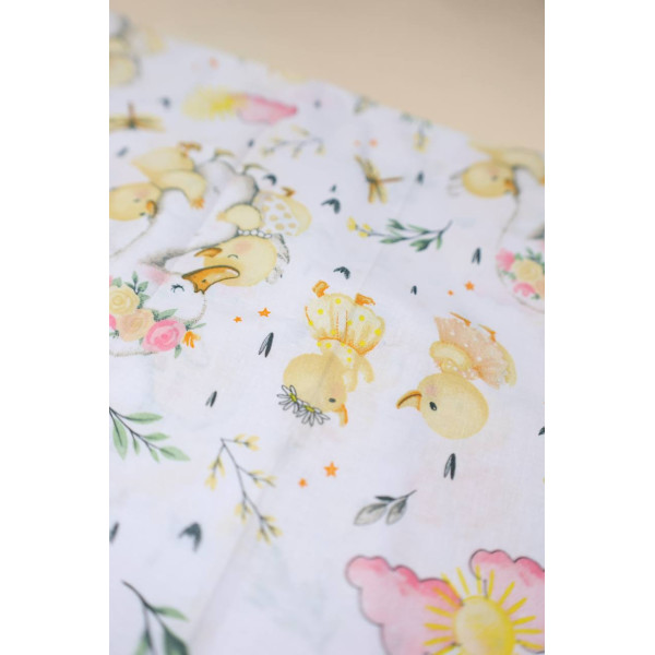 Бавовняна пелюшка · 90×70 см · Біла з каченятами — Babywear