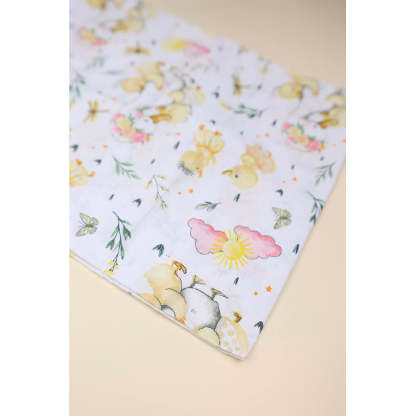 Бавовняна пелюшка · 90×70 см · Біла з каченятами — Babywear
