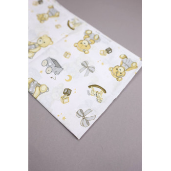Бавовняна пелюшка · 90×110 см · Ведмедик з бежевими іграшками — Babywear