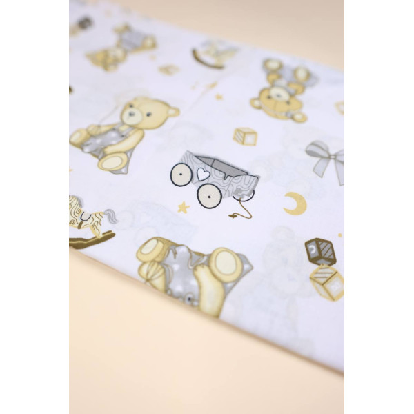 Бавовняна пелюшка · 90×110 см · Ведмедик з бежевими іграшками — Babywear