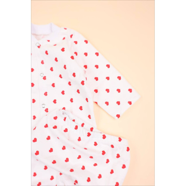 Комплект із байки 2в1 з кофтинкою Червоні маленькі сердечка (56–92)