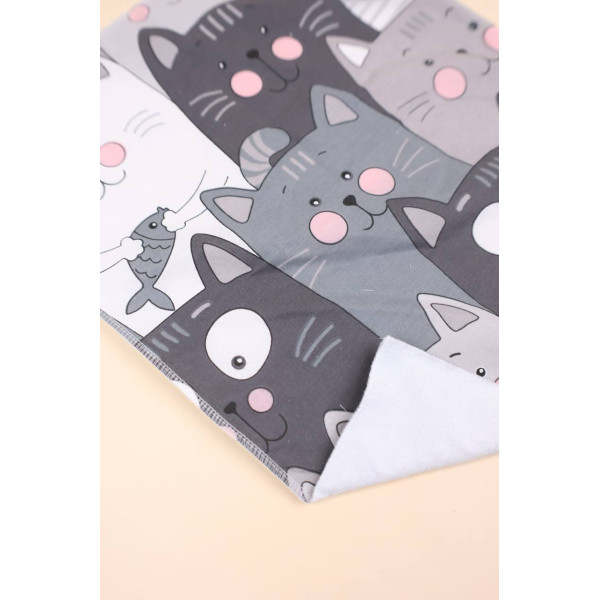 Непромокаюча пелюшка · 50×40 см. · Сіра з котами · Водонепроникна — Babywear