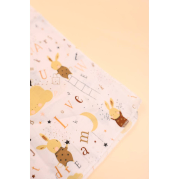 Бавовняна пелюшка · 90×110 см · Бежевий зайчик — Babywear