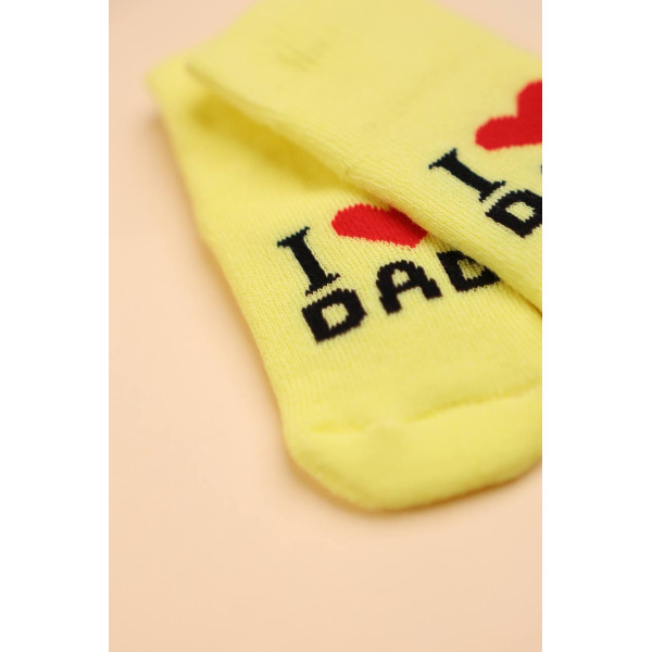 Теплі махрові носочки Жовті I love dad