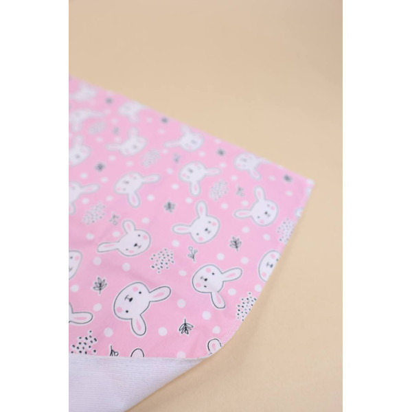 Непромокаюча пелюшка · 120×60 см · Рожева з кроликами — Babywear