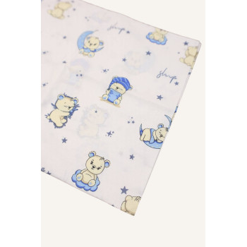 Бавовняна пелюшка · 90×70 см. · Блакитні ведмедики — Babywear
