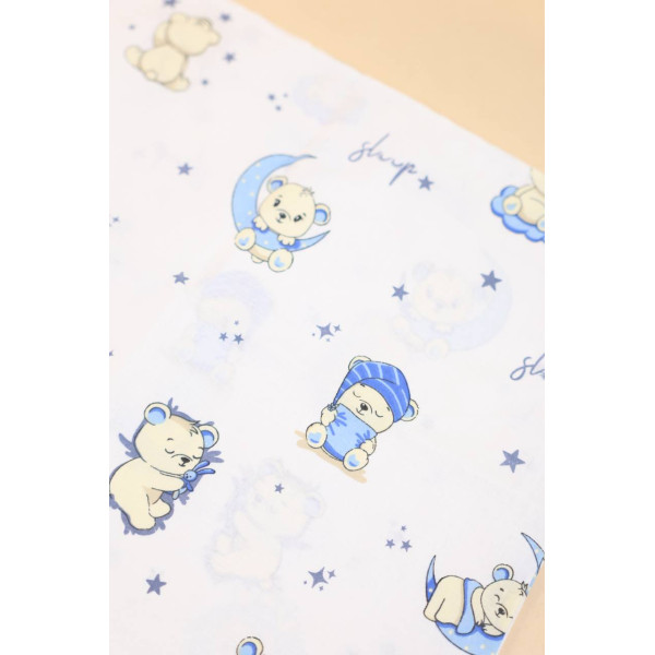 Бавовняна пелюшка · 90×70 см. · Блакитні ведмедики — Babywear