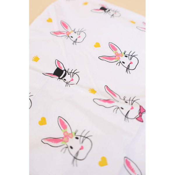 Непромокаюча пелюшка · 50×40 см. · Біла з кроликами — Babywear