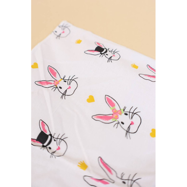 Непромокаюча пелюшка · 50×40 см. · Біла з кроликами — Babywear