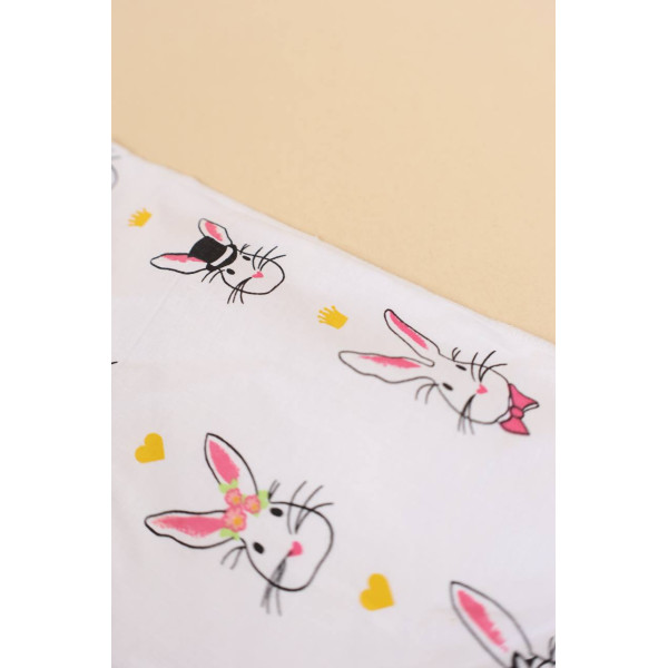 Непромокаюча пелюшка · 50×40 см. · Біла з кроликами — Babywear