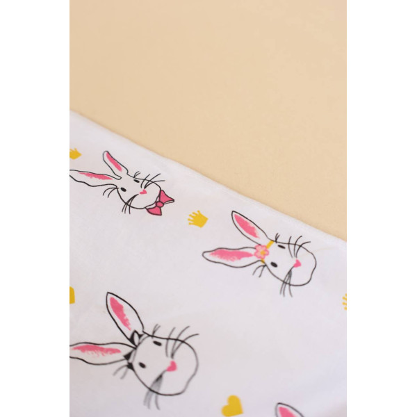 Непромокаюча пелюшка · 50×40 см. · Біла з кроликами — Babywear