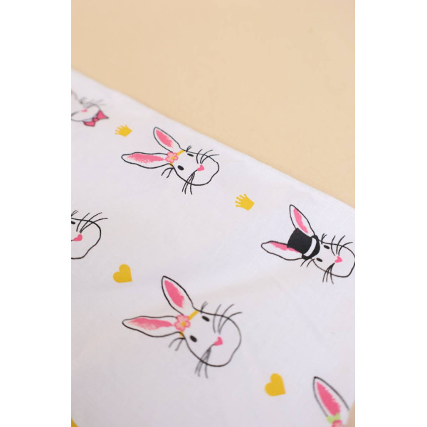 Непромокаюча пелюшка · 50×40 см. · Біла з кроликами — Babywear