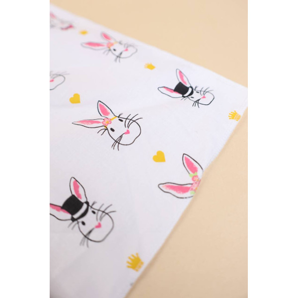 Непромокаюча пелюшка · 50×40 см. · Біла з кроликами — Babywear