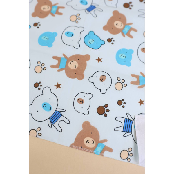 Непромокаюча пелюшка · 120×60 см · Біла з ведмедиками