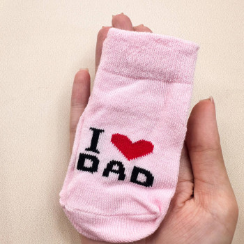 Носочки тонкі бавовняні  рожеві I lovе dad