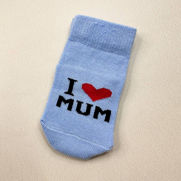 Носочки тонкі бавовняні блакитні I lovе mum