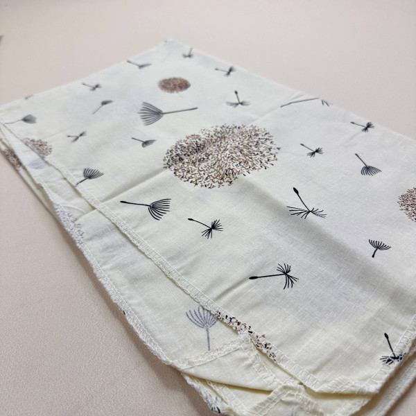 Бавовняна пелюшка · 90×70 см · Бежева з кульбабками — Babywear