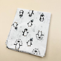 Бавовняна пелюшка · 70×90 см · Біла з пінгвінами — Babywear