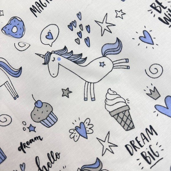 Бавовняна пелюшка · Єдиноріжка блакитний · З синтепоном — Babywear