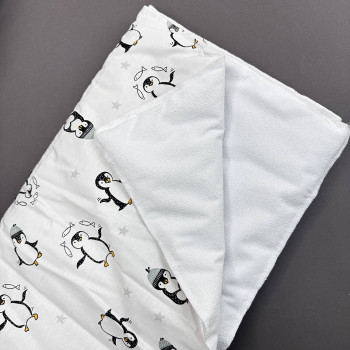 Бавовняна пелюшка · Пінгвіни білий фон · З синтепоном — Babywear
