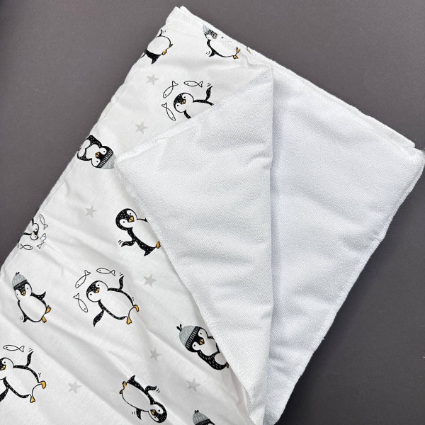 Бавовняна пелюшка · Пінгвіни білий фон · З синтепоном — Babywear