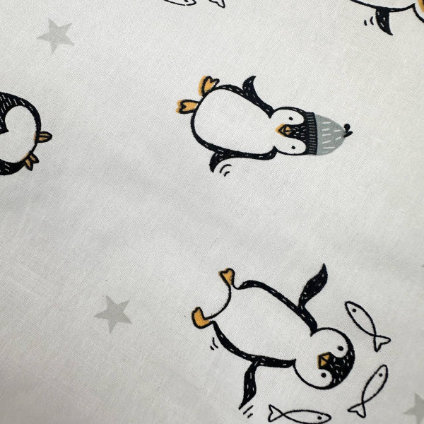 Бавовняна пелюшка · Пінгвіни білий фон · З синтепоном — Babywear