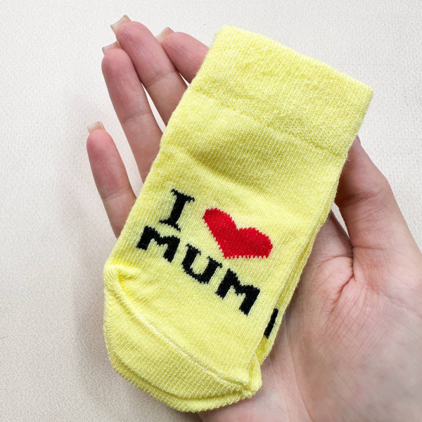 Носочки тонкі бавовняні жовті I lovе mum