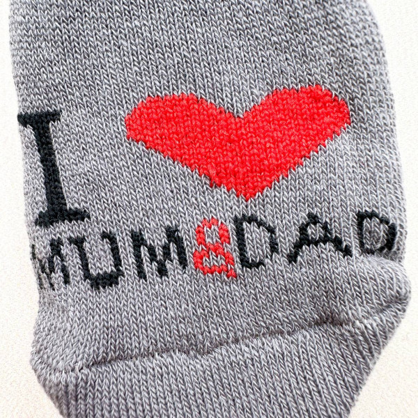 Теплі махрові носочки "I love mum & dad" Сірі