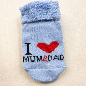 Теплі махрові носочки "I love mum & dad" Блакитні