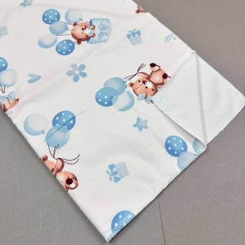 Непромокаюча пелюшка · 120×60 см · Біла з блакитними кульками — Babywear