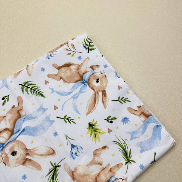 Непромокаюча пелюшка · 120×60 см · Біла зайчики — Babywear
