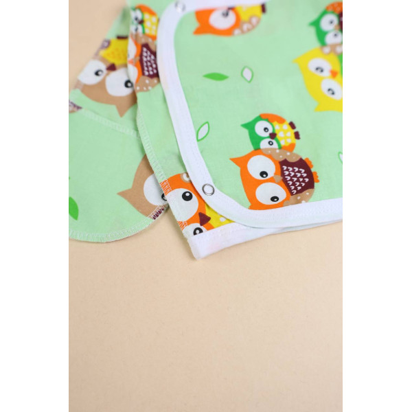 Розпашонка із літньої бавовни з принтом Зелених совенят (56–74)