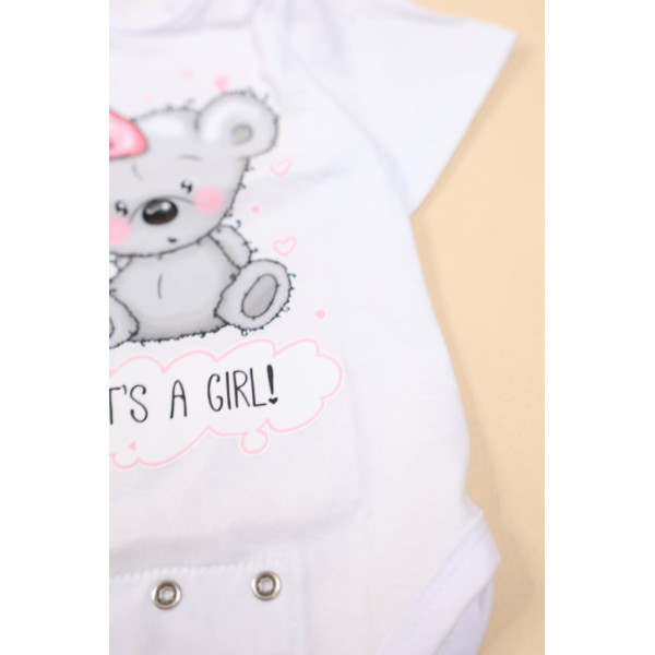 Боді-футболка із куліру Біла з ведмедиком "IT`S A GIRL"