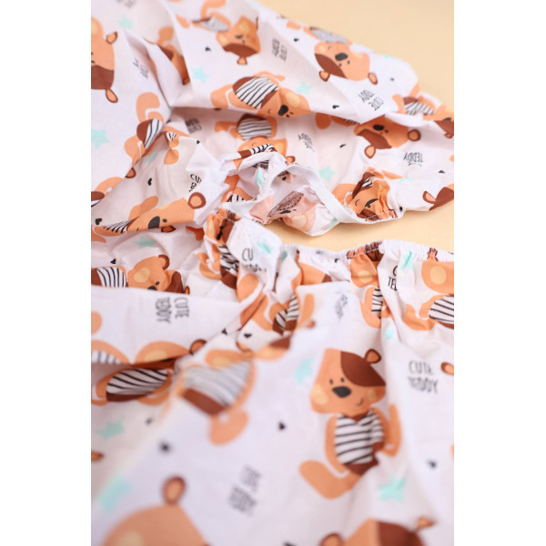 Простинка в ліжечко із преміум бязі Біла Cute teddy