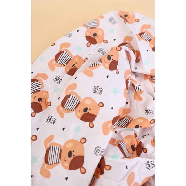 Простинка в ліжечко із преміум бязі Біла Cute teddy