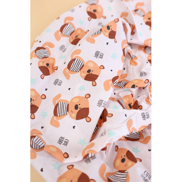 Простинка непромокаюча в ліжечко із преміум бязі Біла  Cute teddy