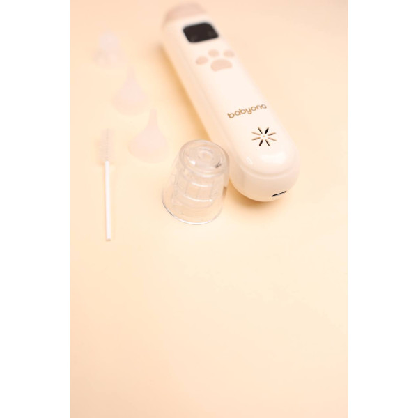 Аспіратор для носа електричний з LCD екраном та мелодіями (Зарядка Type-C) "BabyOno" Бежевий